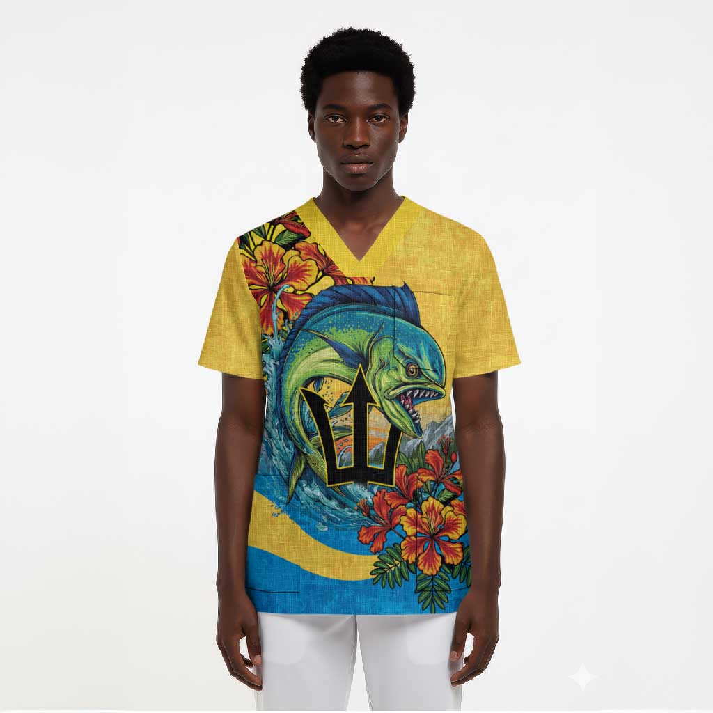Black Barbadians Mahi-mahi Trident Scrub Top
