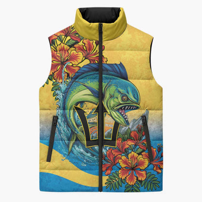 Black Barbadians Mahi-mahi Trident Sleeveless Puffer Jacket