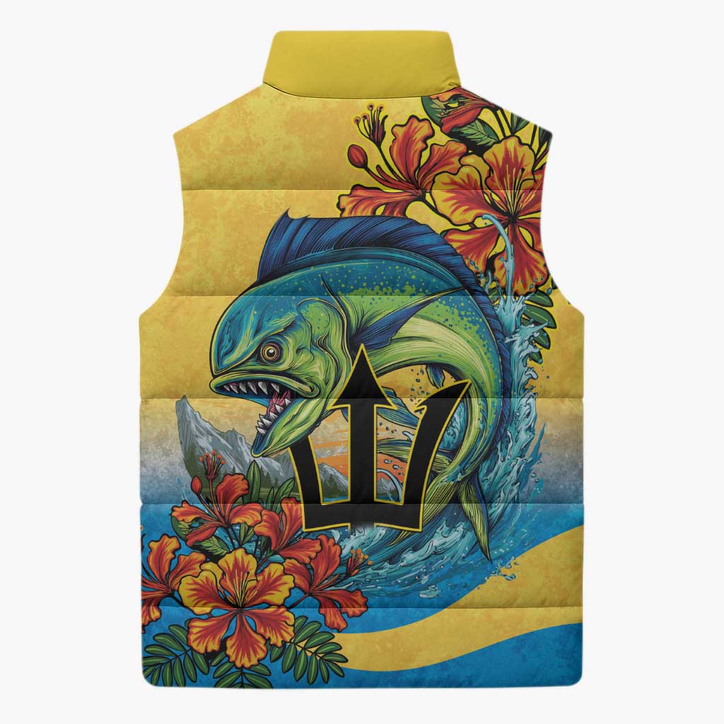 Black Barbadians Mahi-mahi Trident Sleeveless Puffer Jacket