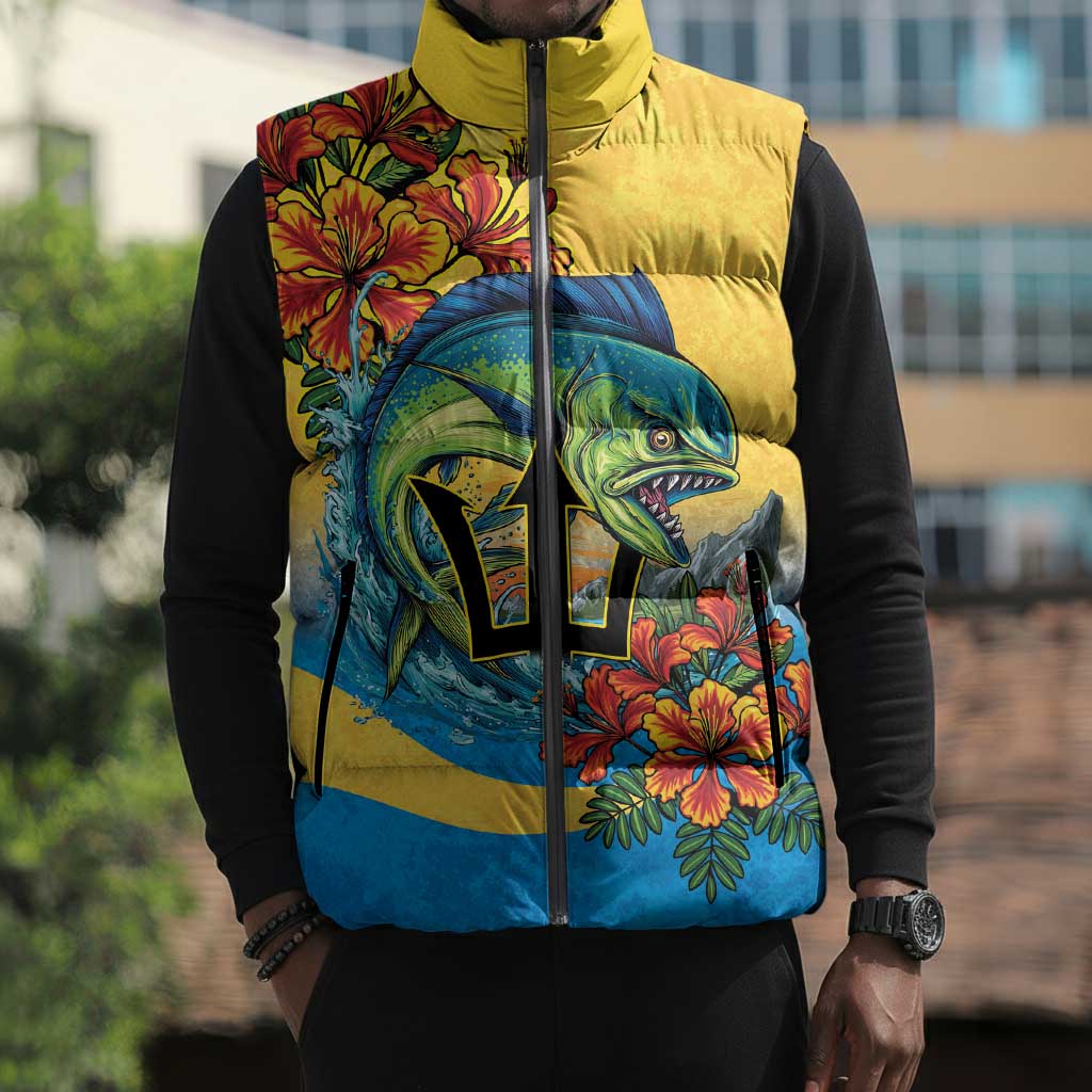 Black Barbadians Mahi-mahi Trident Sleeveless Puffer Jacket