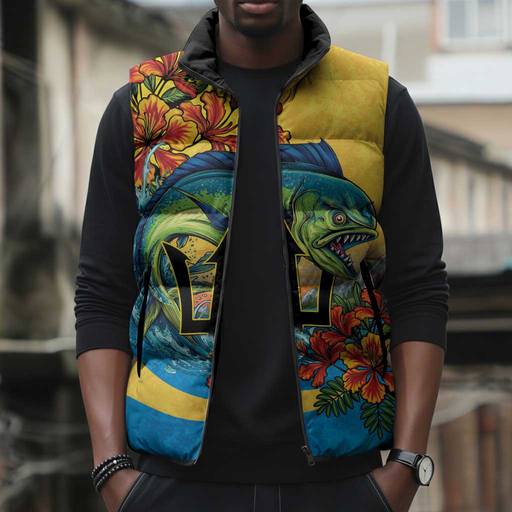 Black Barbadians Mahi-mahi Trident Sleeveless Puffer Jacket