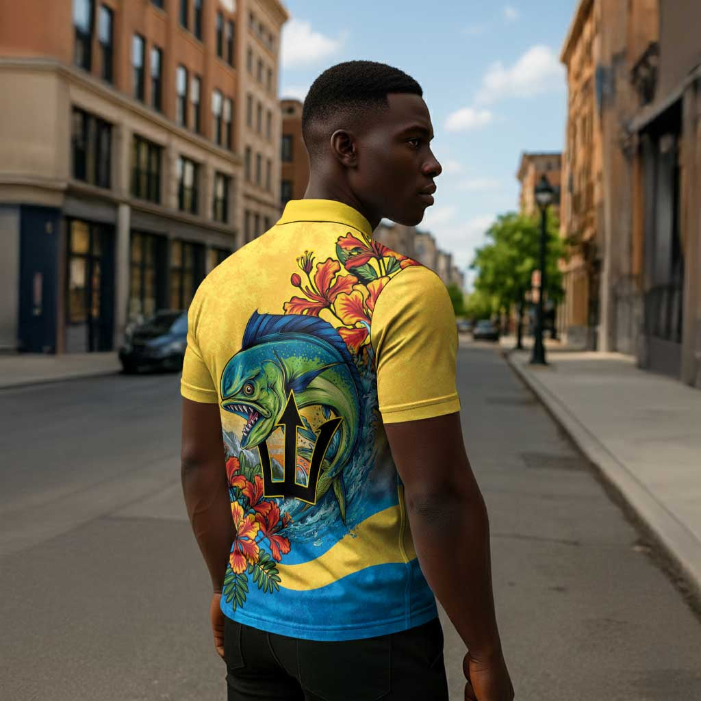 Black Barbadians Mahi-mahi Trident Zipper Polo Shirt