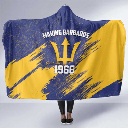 Black Barbadians Pride Est 1966 Hooded Blanket - African Pride