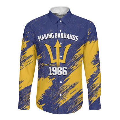 Black Barbadians Pride Est 1966 Long Sleeve Button Shirt - African Pride