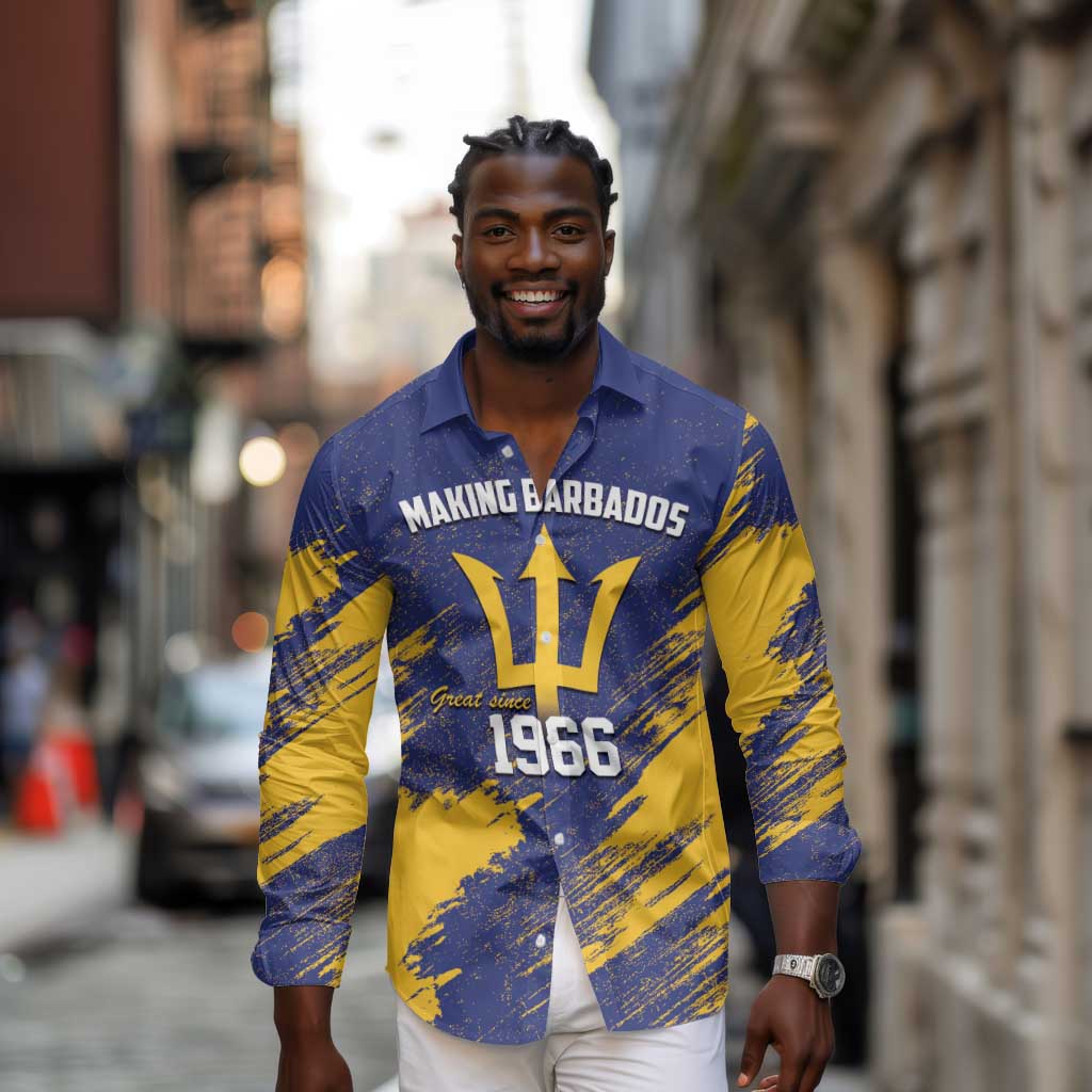 Black Barbadians Pride Est 1966 Long Sleeve Button Shirt - African Pride