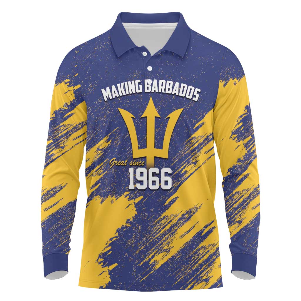 Black Barbadians Pride Est 1966 Long Sleeve Polo Shirt - African Pride