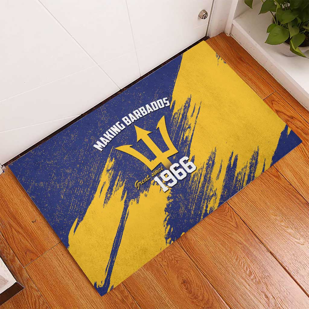 Black Barbadians Pride Est 1966 Rubber Doormat - African Pride