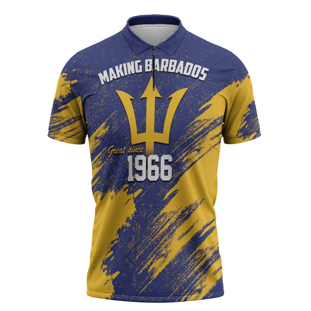 Black Barbadians Pride Est 1966 Zipper Polo Shirt