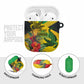 Personalized Black Jamaicans Crocodile AirPods Case Tropical Flowers Grunge Flag