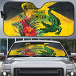 Personalized Black Jamaicans Crocodile Auto Sun Shade Tropical Flowers Grunge Flag