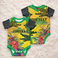 Personalized Black Jamaicans Crocodile Baby Onesie Tropical Flowers Grunge Flag