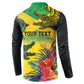Personalized Black Jamaicans Crocodile Button Sweatshirt Tropical Flowers Grunge Flag