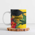 Personalized Black Jamaicans Crocodile Ceramic Mug Tropical Flowers Grunge Flag