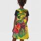 Personalized Black Jamaicans Crocodile Kid Short Sleeve Dress Tropical Flowers Grunge Flag - African Pride