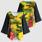 Personalized Black Jamaicans Crocodile Kimono Sleeve Blouse Tropical Flowers Grunge Flag