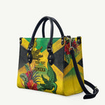 Personalized Black Jamaicans Crocodile Leather Bag Tropical Flowers Grunge Flag
