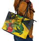 Personalized Black Jamaicans Crocodile Leather Tote Bag Tropical Flowers Grunge Flag - African Pride