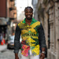 Personalized Black Jamaicans Crocodile Long Sleeve Button Shirt Tropical Flowers Grunge Flag - African Pride