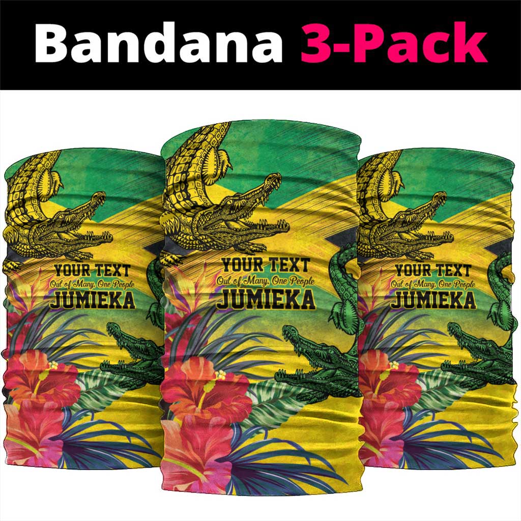 Personalized Black Jamaicans Crocodile Neck Gaiter Tropical Flowers Grunge Flag LT9