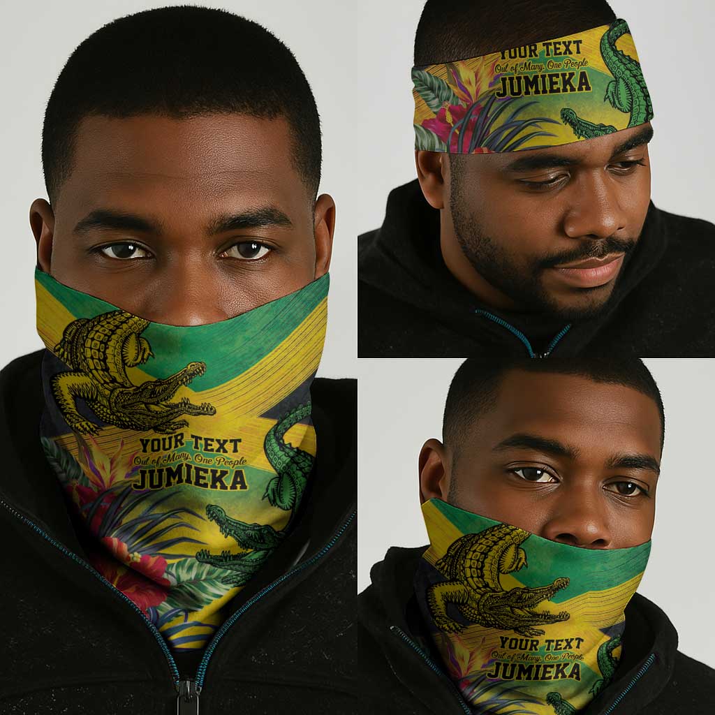 Personalized Black Jamaicans Crocodile Neck Gaiter Tropical Flowers Grunge Flag LT9