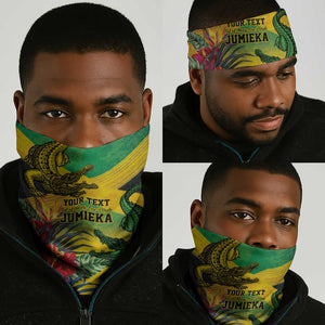 Personalized Black Jamaicans Crocodile Neck Gaiter Tropical Flowers Grunge Flag LT9