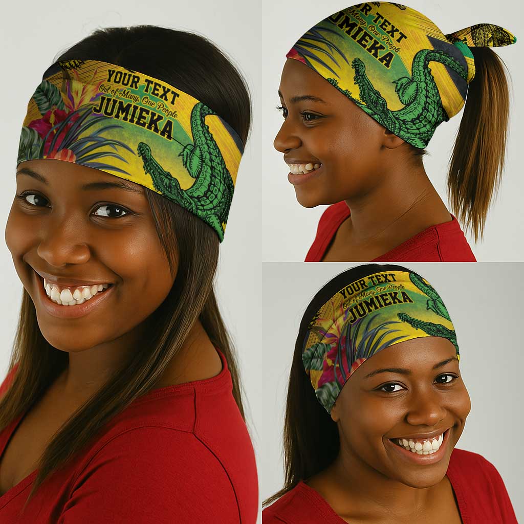 Personalized Black Jamaicans Crocodile Neck Gaiter Tropical Flowers Grunge Flag LT9