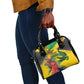 Personalized Black Jamaicans Crocodile Shoulder Handbag Tropical Flowers Grunge Flag - African Pride