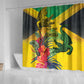 Personalized Black Jamaicans Crocodile Shower Curtain Tropical Flowers Grunge Flag - African Pride