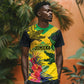 Personalized Black Jamaicans Crocodile T shirt Tropical Flowers Grunge Flag - African Pride