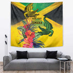 Personalized Black Jamaicans Crocodile Tapestry Tropical Flowers Grunge Flag - African Pride