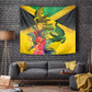 Personalized Black Jamaicans Crocodile Tapestry Tropical Flowers Grunge Flag - African Pride
