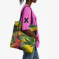 Personalized Black Jamaicans Crocodile Tote Bag Tropical Flowers Grunge Flag
