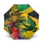 Personalized Black Jamaicans Crocodile Umbrella Tropical Flowers Grunge Flag
