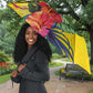 Personalized Black Jamaicans Crocodile Umbrella Tropical Flowers Grunge Flag