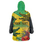 Personalized Black Jamaicans Crocodile Wearable Blanket Hoodie Tropical Flowers Grunge Flag - African Pride