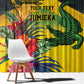 Personalized Black Jamaicans Crocodile Window Curtain Tropical Flowers Grunge Flag - African Pride