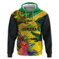 Personalized Black Jamaicans Crocodile Zip Hoodie Tropical Flowers Grunge Flag - African Pride