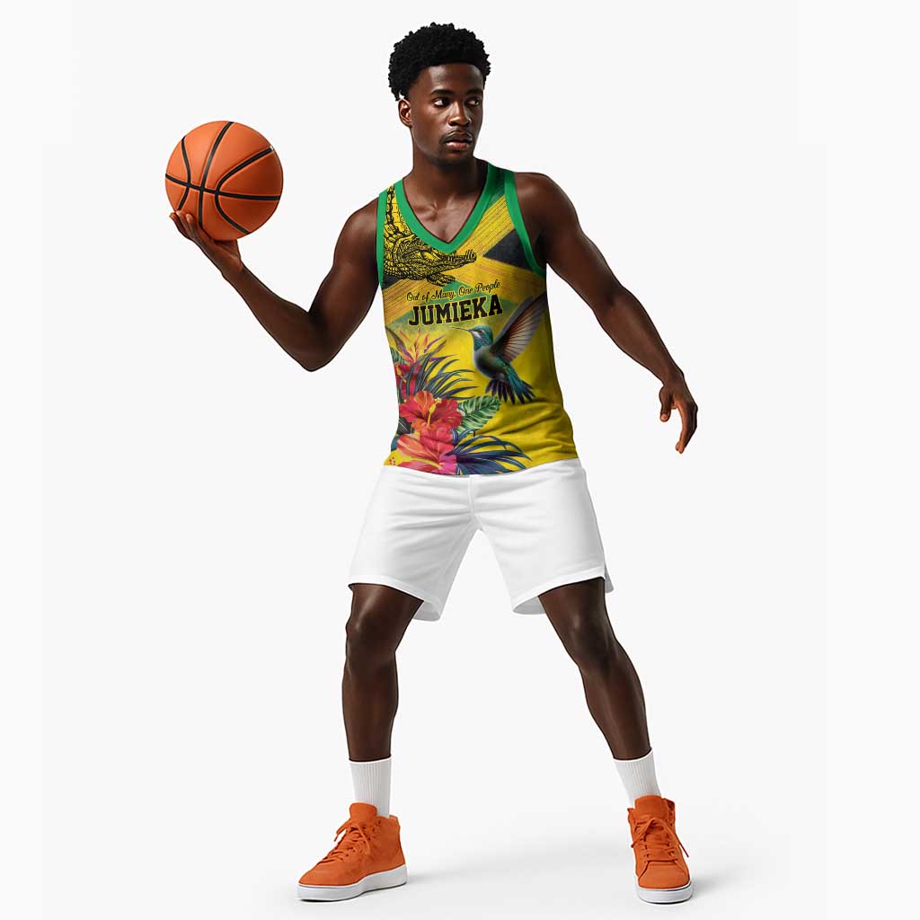 Personalized Black Jamaicans Crocodile Hummingbird Basketball Jersey Tropical Flowers Grunge Flag LT9