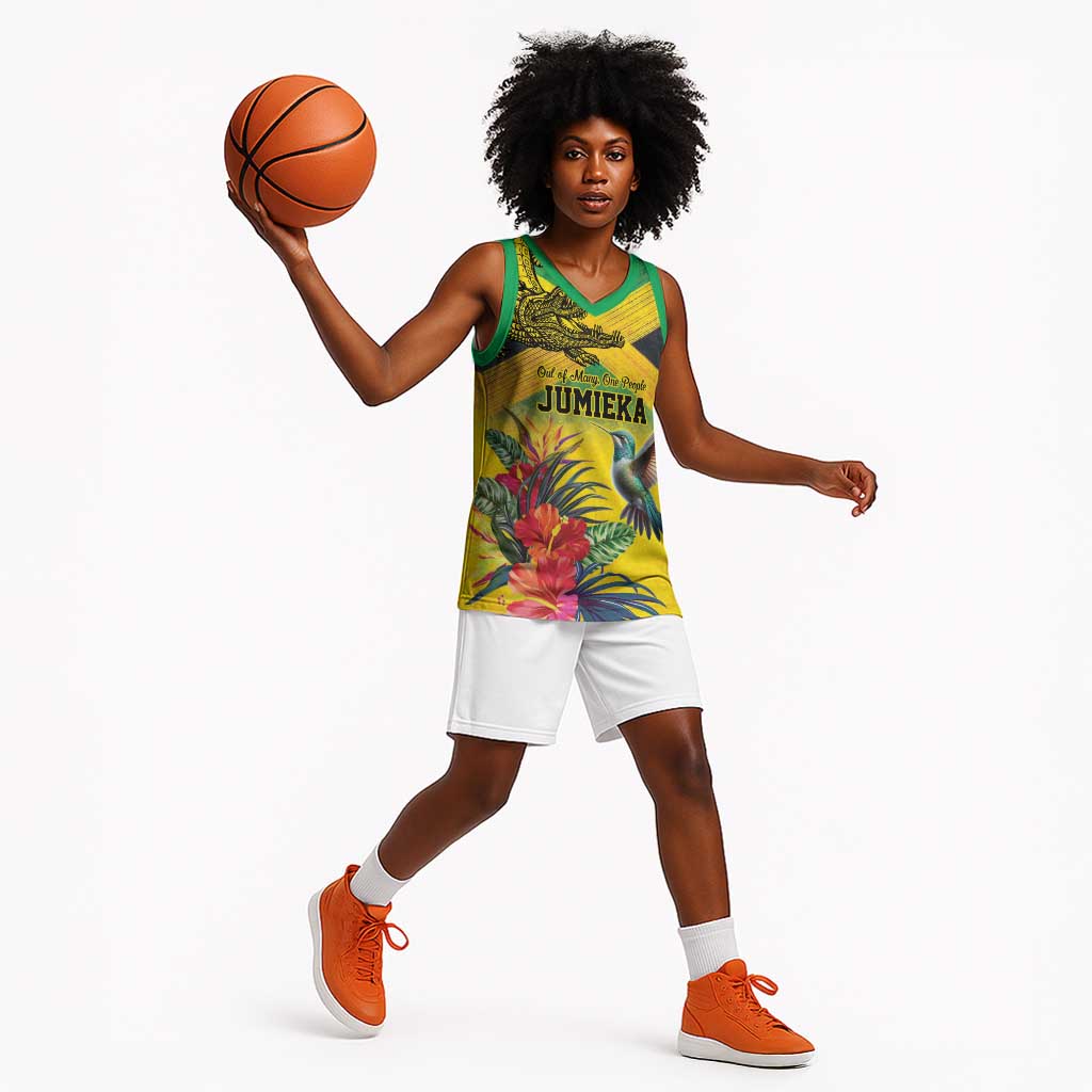 Personalized Black Jamaicans Crocodile Hummingbird Basketball Jersey Tropical Flowers Grunge Flag LT9