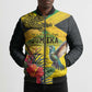 Personalized Black Jamaicans Crocodile Hummingbird Bomber Puffer Jacket Tropical Flowers Grunge Flag