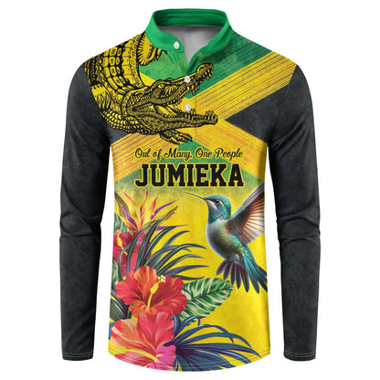 Personalized Black Jamaicans Crocodile Hummingbird Button Sweatshirt Tropical Flowers Grunge Flag