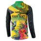 Personalized Black Jamaicans Crocodile Hummingbird Button Sweatshirt Tropical Flowers Grunge Flag