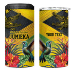 Personalized Black Jamaicans Crocodile Hummingbird 4 in 1 Can Cooler Tumbler Tropical Flowers Grunge Flag - African Pride