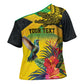 Personalized Black Jamaicans Crocodile Hummingbird Cross Shoulder Shirt Tropical Flowers Grunge Flag