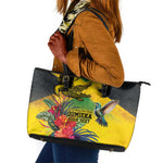 Personalized Black Jamaicans Crocodile Hummingbird Leather Tote Bag Tropical Flowers Grunge Flag - African Pride