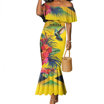 Personalized Black Jamaicans Crocodile Hummingbird Mermaid Dress Tropical Flowers Grunge Flag - African Pride