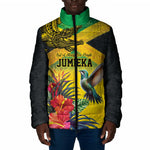 Personalized Black Jamaicans Crocodile Hummingbird Padded Jacket Tropical Flowers Grunge Flag