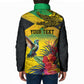 Personalized Black Jamaicans Crocodile Hummingbird Padded Jacket Tropical Flowers Grunge Flag