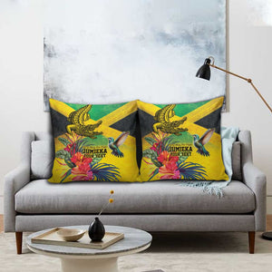 Personalized Black Jamaicans Crocodile Hummingbird Pillow Cover Tropical Flowers Grunge Flag