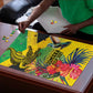 Personalized Black Jamaicans Crocodile Hummingbird Puzzle Tropical Flowers Grunge Flag